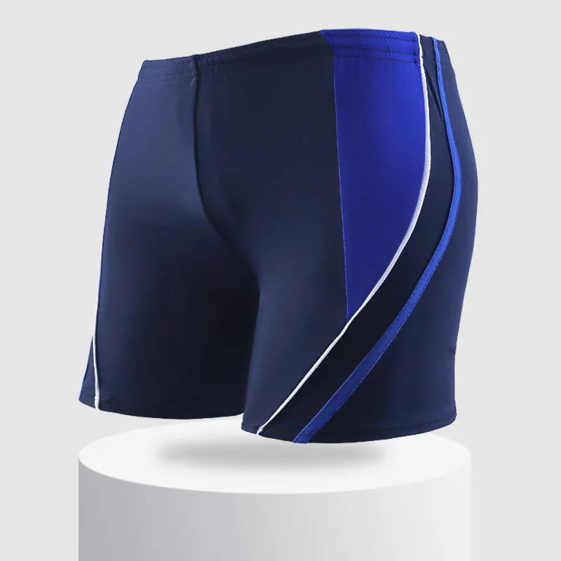 Men Elastic Swimming Trunk Swimwear Striped Beach Swim Sport Short Briefs Surfing Summer Swimsuit Boxer Shorts Bathing Suit - Slobuy