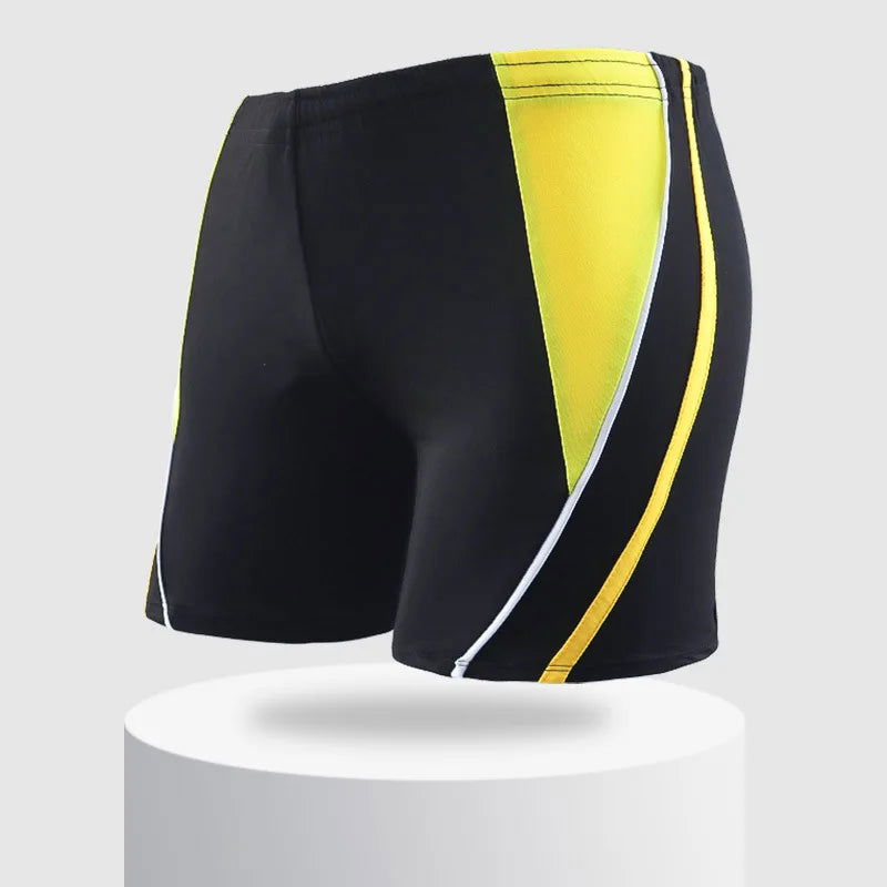 Men Elastic Swimming Trunk Swimwear Striped Beach Swim Sport Short Briefs Surfing Summer Swimsuit Boxer Shorts Bathing Suit - Slobuy