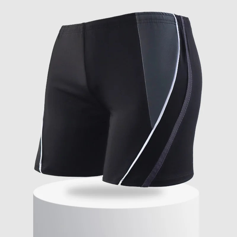 Men Elastic Swimming Trunk Swimwear Striped Beach Swim Sport Short Briefs Surfing Summer Swimsuit Boxer Shorts Bathing Suit - Slobuy