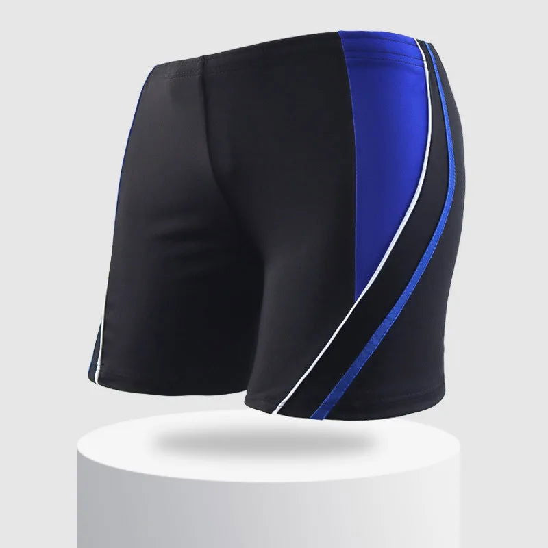 Men Elastic Swimming Trunk Swimwear Striped Beach Swim Sport Short Briefs Surfing Summer Swimsuit Boxer Shorts Bathing Suit - Slobuy