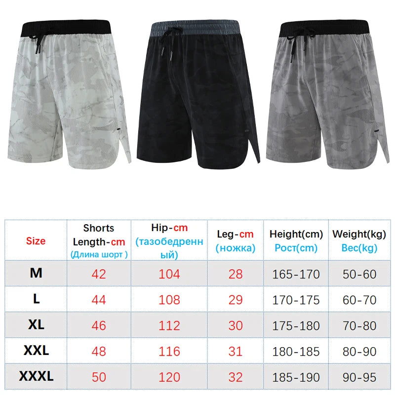 Men Fitness Shorts Quick Dry Sport Shirts Casual Beach Brand Short Camouflage Workout Running Shorts Breathable Gym Shorts - Slobuy