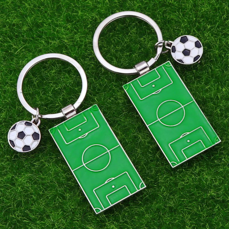 Men Football Field Soccer Key Chain Holder Playground Sports Souvenir Keyring Ornament Keychains Jewelry Football Fans Club Gift - Slobuy