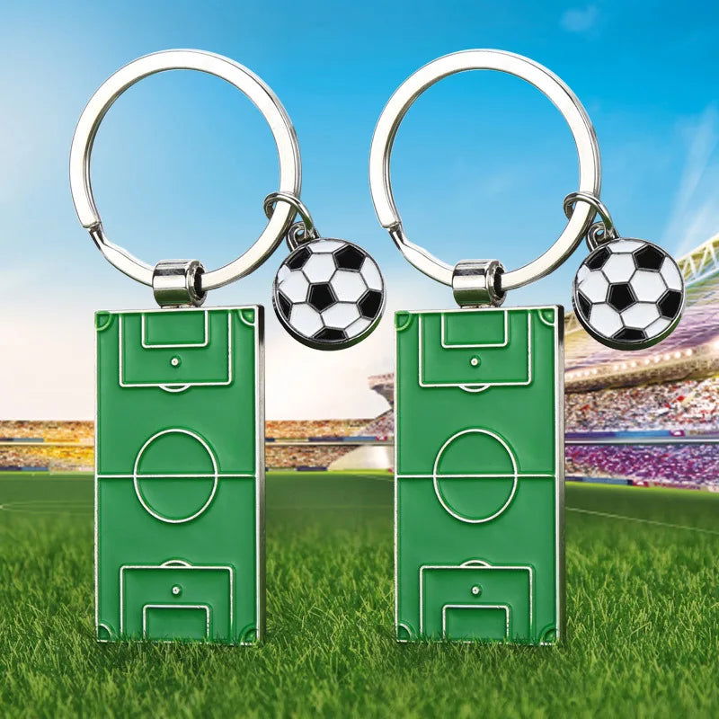 Men Football Field Soccer Key Chain Holder Playground Sports Souvenir Keyring Ornament Keychains Jewelry Football Fans Club Gift - Slobuy