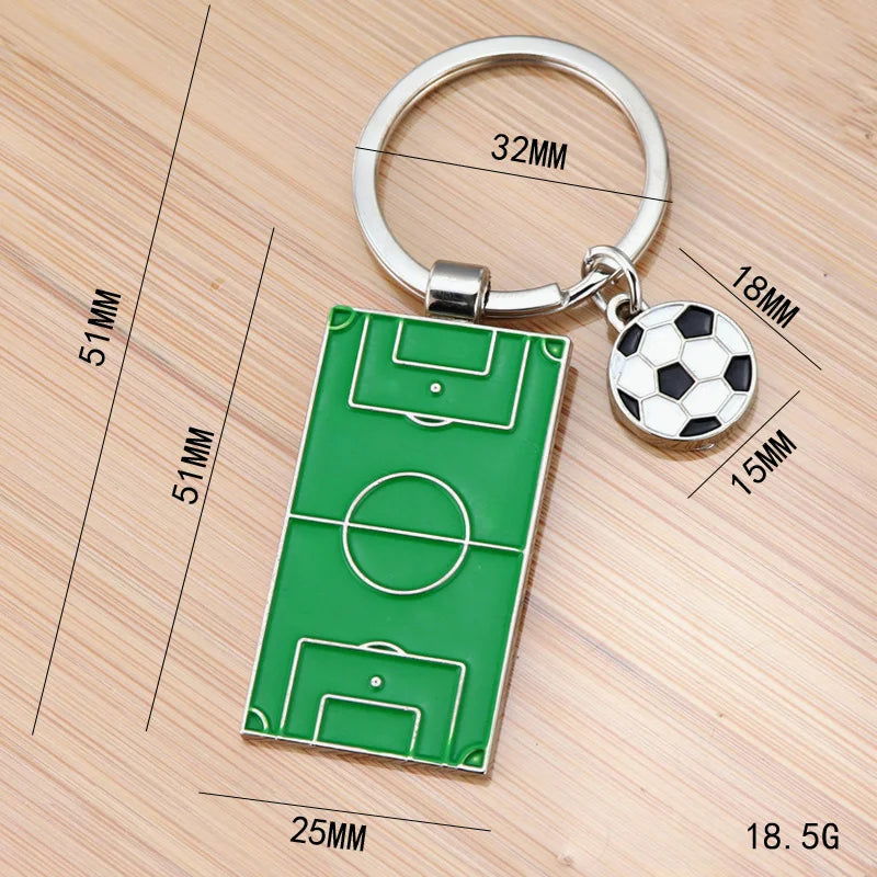 Men Football Field Soccer Key Chain Holder Playground Sports Souvenir Keyring Ornament Keychains Jewelry Football Fans Club Gift - Slobuy