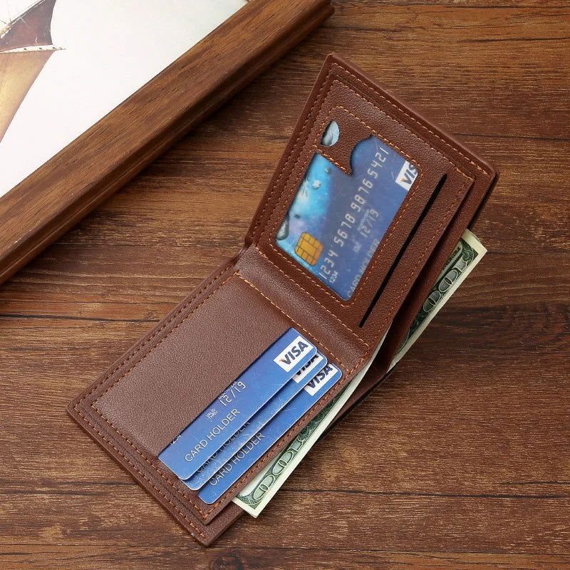 Men Inserts Foldable Wallets Picture Coin Slim Purses Business Money Credit ID Cards Holders Vintage Protection Capacity Bags - Slobuy