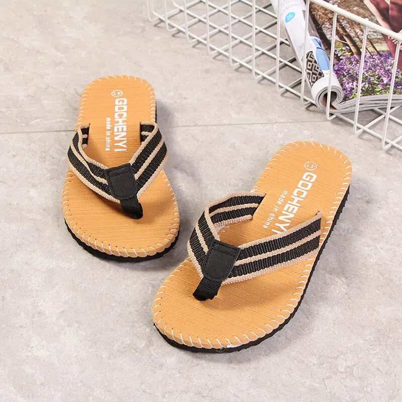 Men Slippers Outside Beach Flat Flip-flop 2023 Summer Casual Slippers Indoor Home Male Anti-slip Shoes Thong Sandals Black - Slobuy