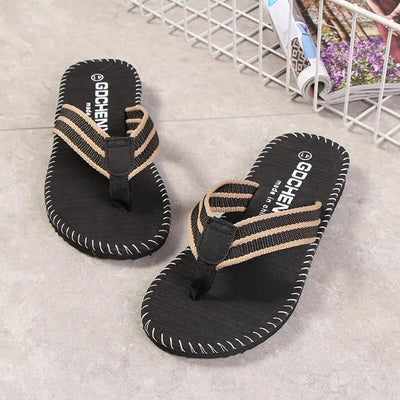 Men Slippers Outside Beach Flat Flip-flop 2023 Summer Casual Slippers Indoor Home Male Anti-slip Shoes Thong Sandals Black - Slobuy