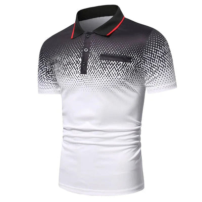 Men Summer Fashion Slim Fit Short Sleeve Lapel Polo Shirt , Men Casual Sport Fake Pocket Golf Polo Shirt . - Slobuy