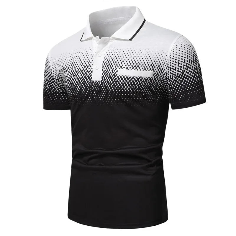 Men Summer Fashion Slim Fit Short Sleeve Lapel Polo Shirt , Men Casual Sport Fake Pocket Golf Polo Shirt . - Slobuy