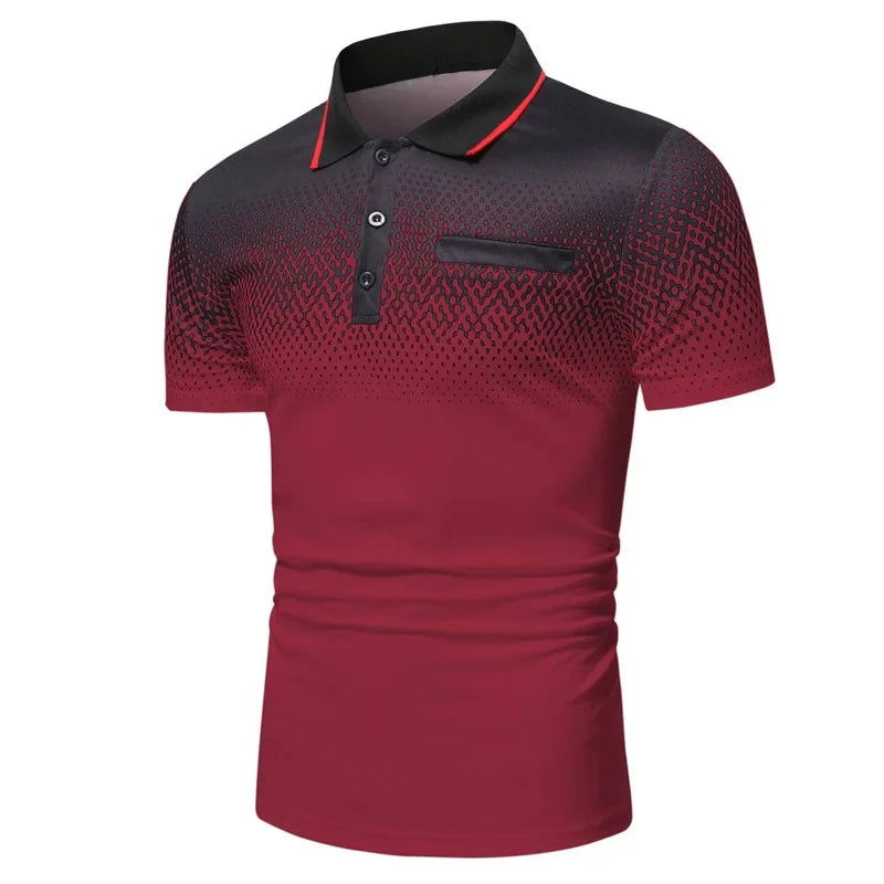Men Summer Fashion Slim Fit Short Sleeve Lapel Polo Shirt , Men Casual Sport Fake Pocket Golf Polo Shirt . - Slobuy