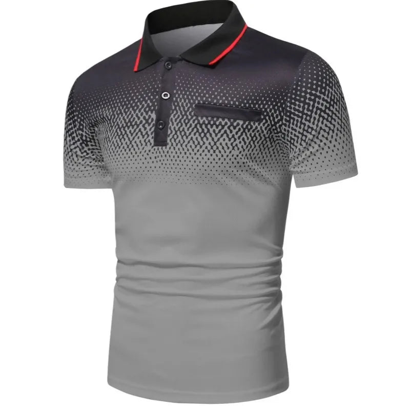 Men Summer Fashion Slim Fit Short Sleeve Lapel Polo Shirt , Men Casual Sport Fake Pocket Golf Polo Shirt . - Slobuy