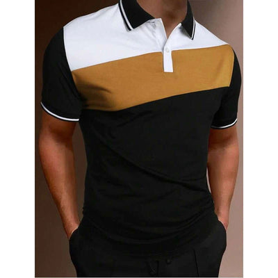 Men Summer Short Sleeve Spell Color Polo Shirt , Men Slim Fit Sport Golf Polo Shirt . - Slobuy