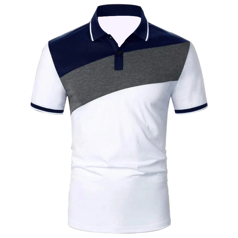 Men Summer Short Sleeve Spell Color Polo Shirt , Men Slim Fit Sport Golf Polo Shirt . - Slobuy