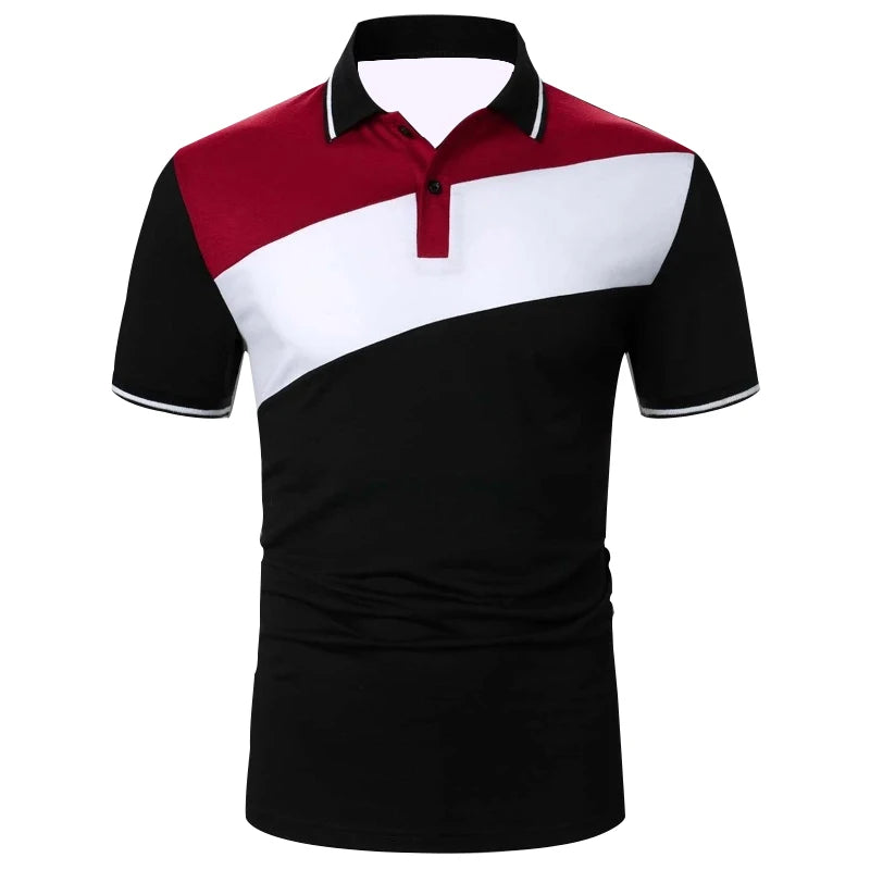 Men Summer Short Sleeve Spell Color Polo Shirt , Men Slim Fit Sport Golf Polo Shirt . - Slobuy