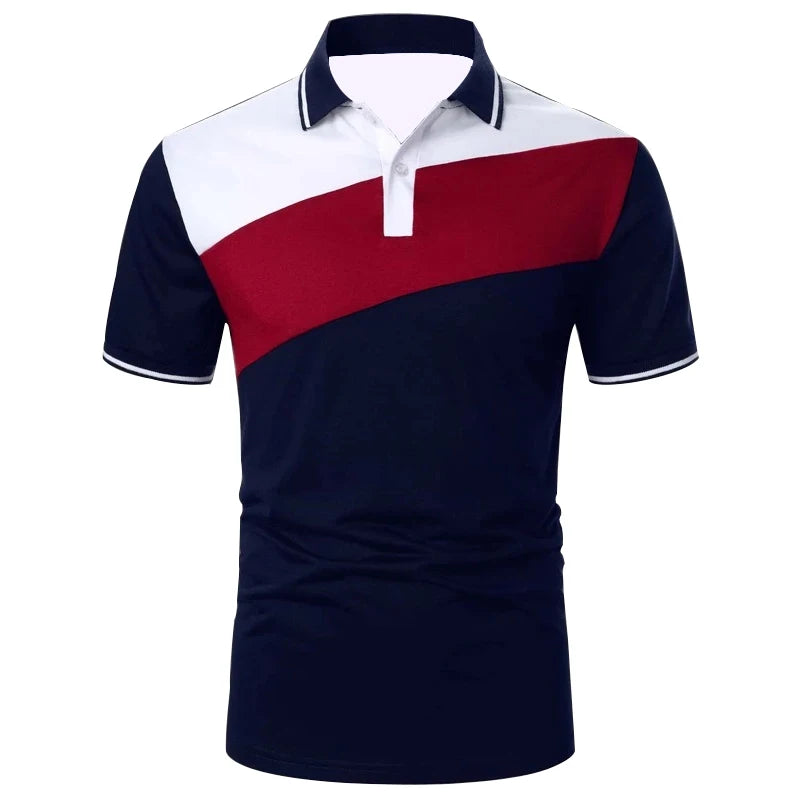 Men Summer Short Sleeve Spell Color Polo Shirt , Men Slim Fit Sport Golf Polo Shirt . - Slobuy
