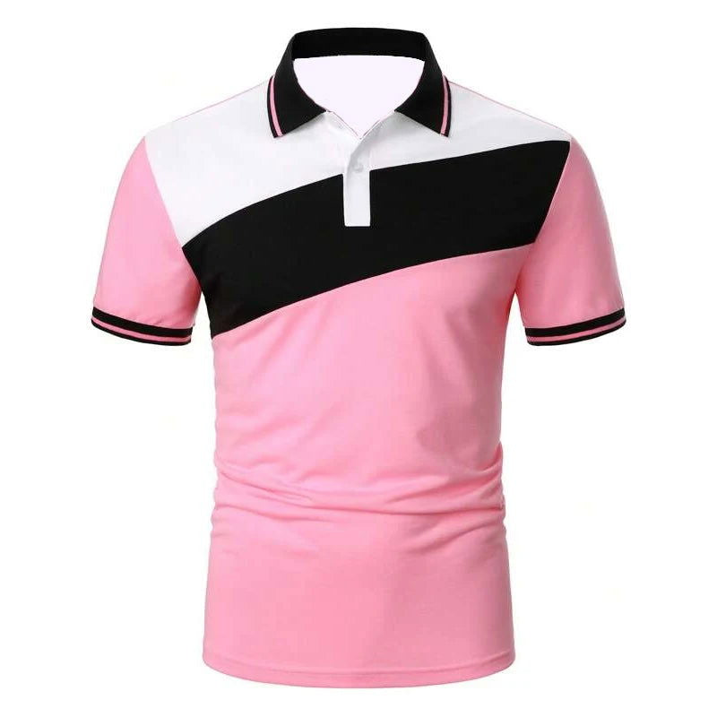 Men Summer Short Sleeve Spell Color Polo Shirt , Men Slim Fit Sport Golf Polo Shirt . - Slobuy