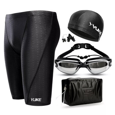 Men Swimming Shorts Waterproof Competition Swim Equipment Goggles with Ear-plug Cap Case Trunks Briefs Swimwear Half Pants 2022 - Slobuy