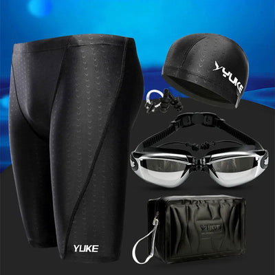 Men Swimming Shorts Waterproof Competition Swim Equipment Goggles with Ear-plug Cap Case Trunks Briefs Swimwear Half Pants 2022 - Slobuy