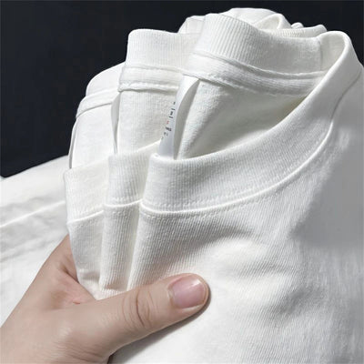 Men T Shirt Summer Cotton Tops Women Solid Color Blank Tshirts O-neck Round Collar Short-Sleeve Couple White Top Tees - Slobuy