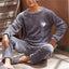 Men Thicken Warm Flannel Pajamas Set Male Long Sleeved Stripe Men'S Autumn Winter Casual Loose Homewear  Men Sleepwear Top - Slobuy
