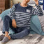 Men Thicken Warm Flannel Pajamas Set Male Long Sleeved Stripe Men'S Autumn Winter Casual Loose Homewear  Men Sleepwear Top - Slobuy