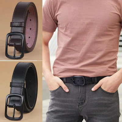 Men's Belt Youth Pin Buckle Jeans Belt Boys Wide Business Formal Wear Young Pants Belt Narrow Waistband - Slobuy