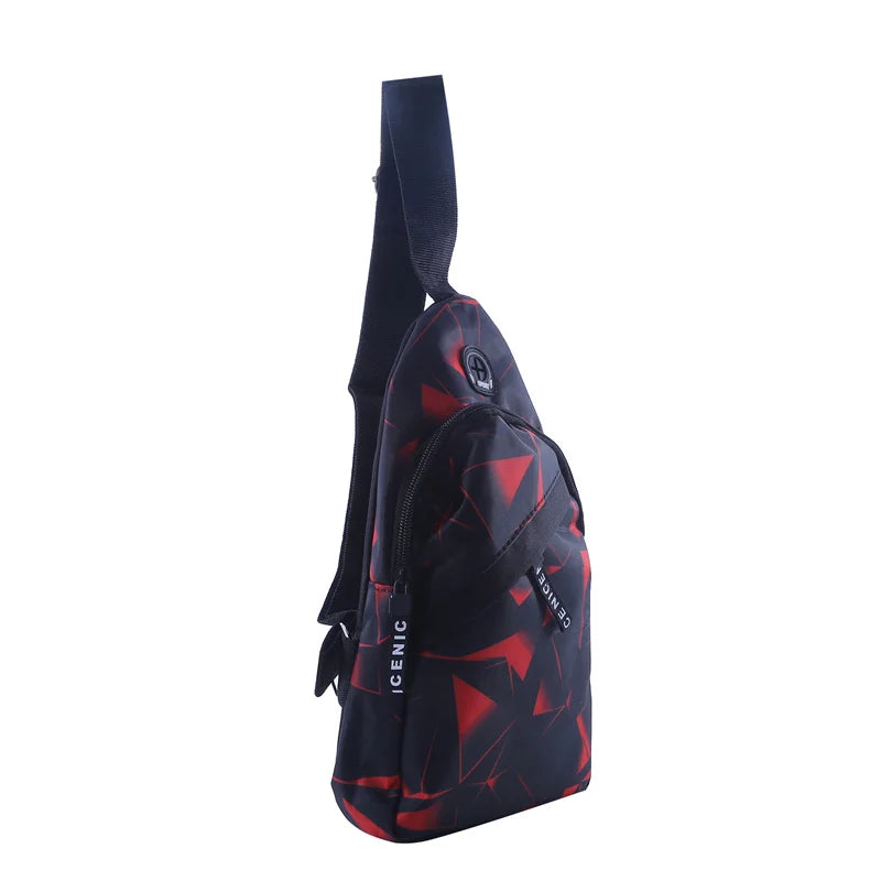 Men's Chest Bags Geometric Print Oxford Cloth Casual Crossbody Bag Sports Travel Outdoor Chest Shoulder Bags - Slobuy