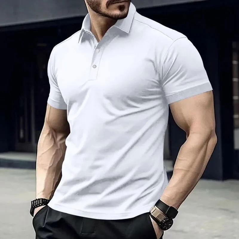 Men's Clothing Breathable Regular Fit Solid Golf Shirt, Clothing Men's Casual V-Neck T-Shirt Short Sleeve For Summer - Slobuy
