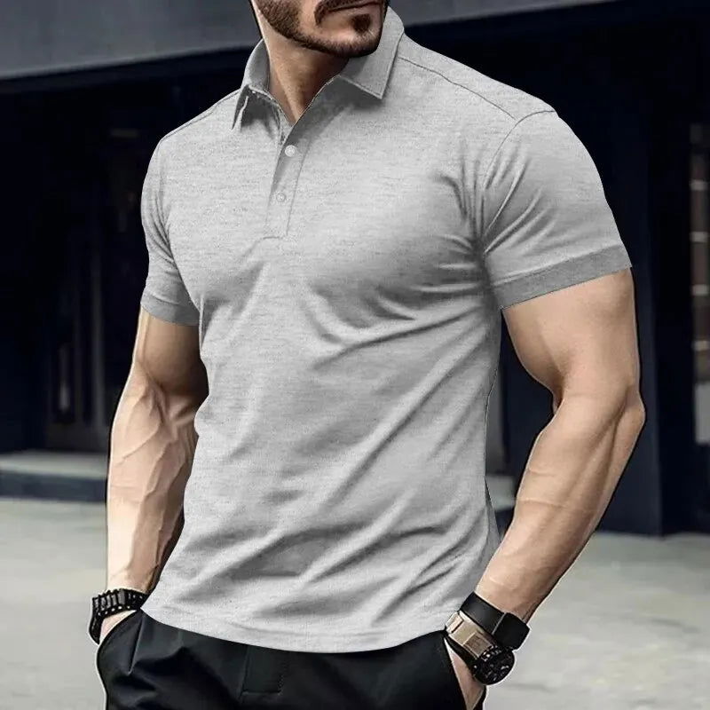Men's Clothing Breathable Regular Fit Solid Golf Shirt, Clothing Men's Casual V-Neck T-Shirt Short Sleeve For Summer - Slobuy