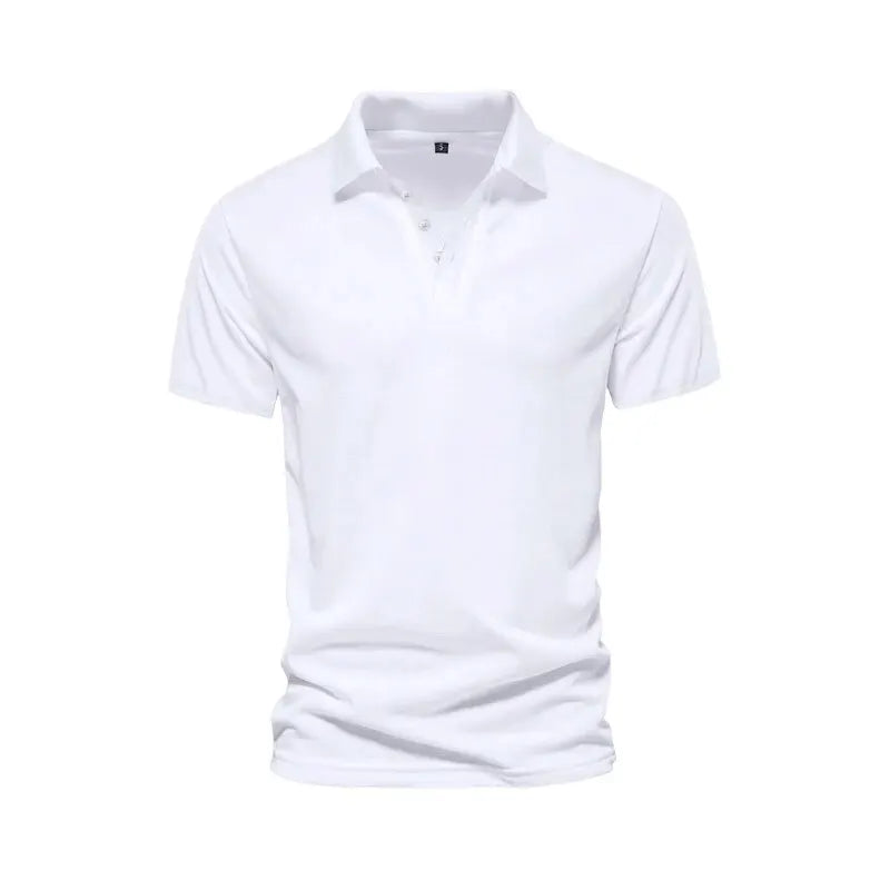 Men's Clothing Breathable Regular Fit Solid Golf Shirt, Clothing Men's Casual V-Neck T-Shirt Short Sleeve For Summer - Slobuy