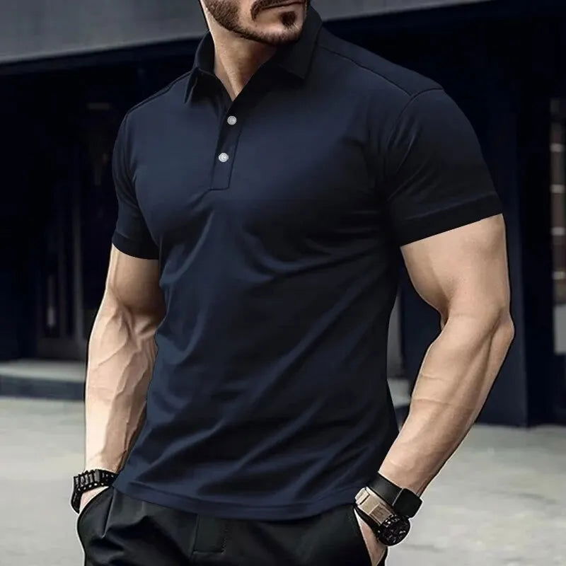 Men's Clothing Breathable Regular Fit Solid Golf Shirt, Clothing Men's Casual V-Neck T-Shirt Short Sleeve For Summer - Slobuy