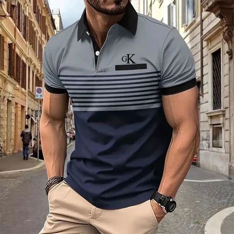 Men's Color Block Short Sleeve Golf Shirt with Chest Pocket - Perfect for Summer Casual Wear - Slobuy