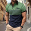 Men's Color Block Short Sleeve Golf Shirt with Chest Pocket - Perfect for Summer Casual Wear - Slobuy