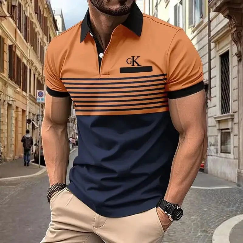 Men's Color Block Short Sleeve Golf Shirt with Chest Pocket - Perfect for Summer Casual Wear - Slobuy