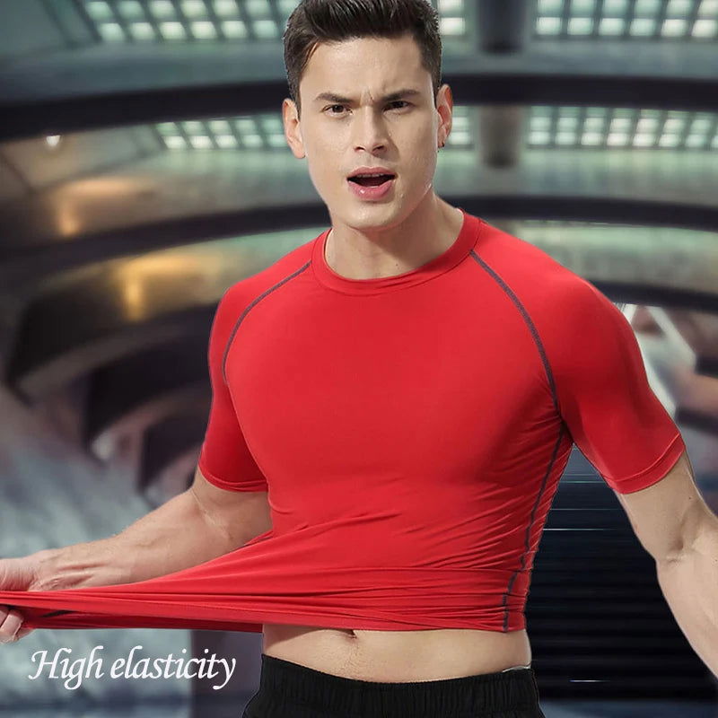 Men's Compression Shirts Athletic Quick Dry Breathable Rash Guard Athletic Tight Workout Tops Summer - Slobuy