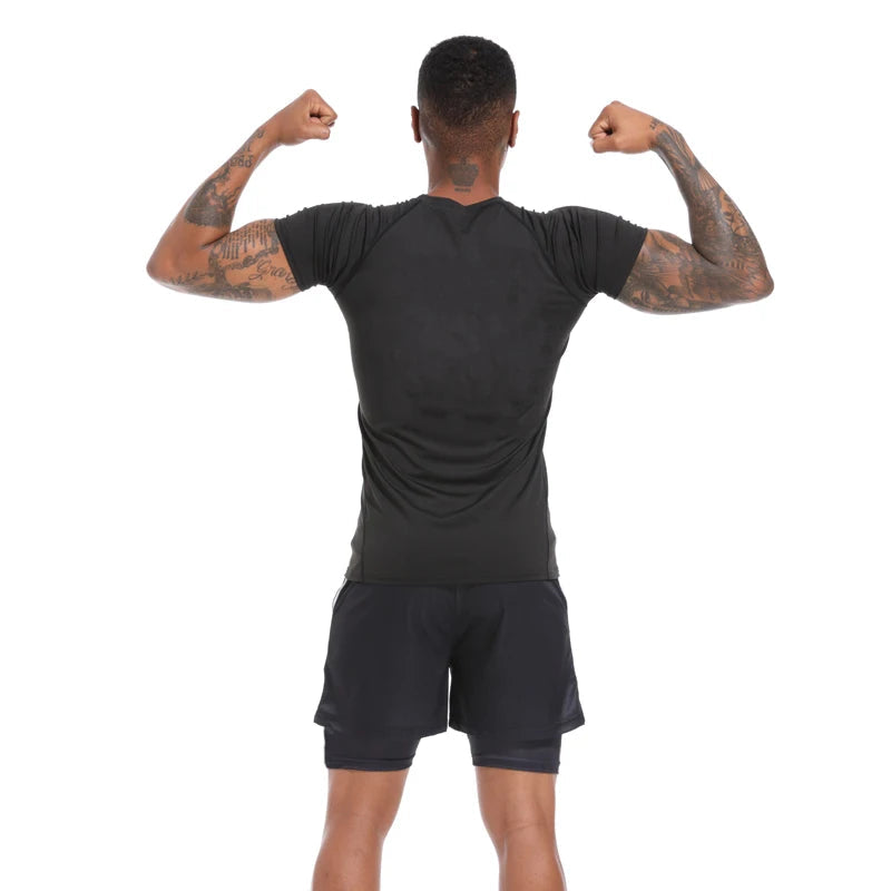 Men's Compression Shirts Athletic Quick Dry Breathable Rash Guard Athletic Tight Workout Tops Summer - Slobuy