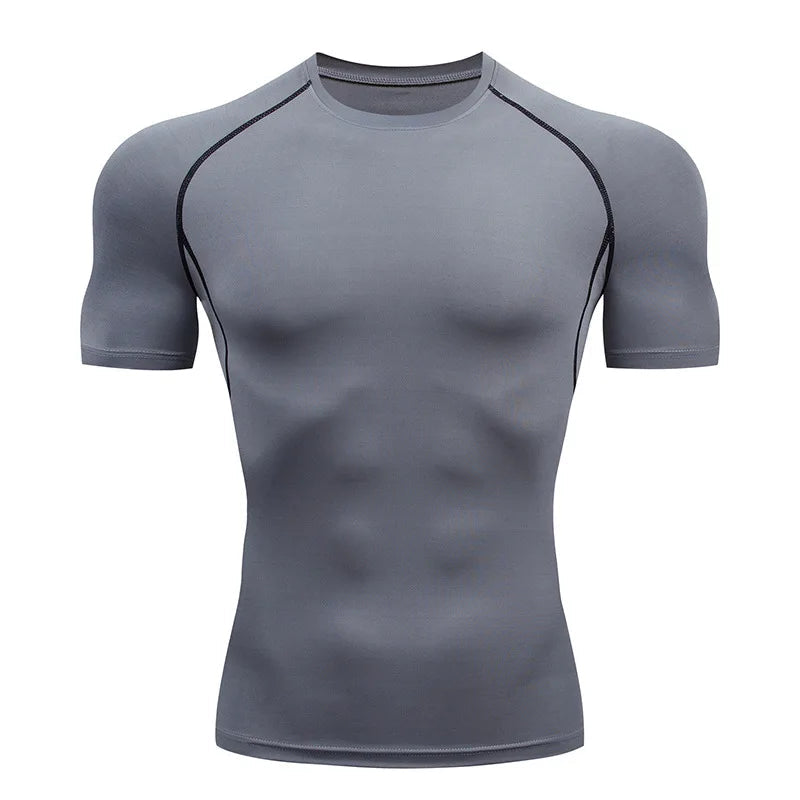 Men's Compression Shirts Athletic Quick Dry Breathable Rash Guard Athletic Tight Workout Tops Summer - Slobuy