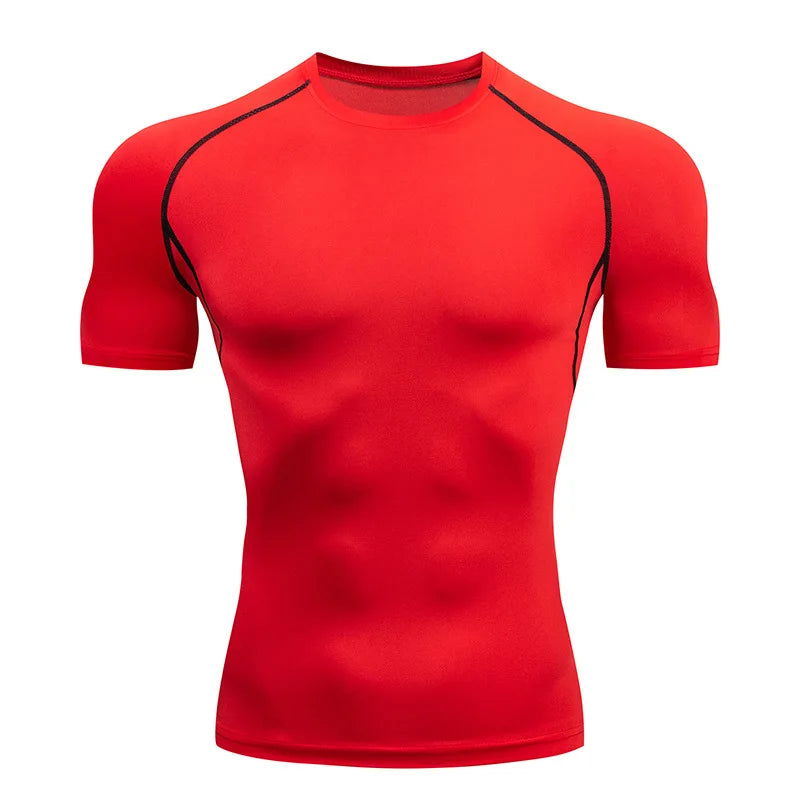 Men's Compression Shirts Athletic Quick Dry Breathable Rash Guard Athletic Tight Workout Tops Summer - Slobuy