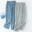 Men's Cotton Gauze Trousers Plaid Knitted Sleep Pants Woman Pajamas Pants Bottoms Sleepwear Short for Couples Pijama Hombre - Slobuy