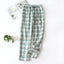 Men's Cotton Gauze Trousers Plaid Knitted Sleep Pants Woman Pajamas Pants Bottoms Sleepwear Short for Couples Pijama Hombre - Slobuy