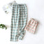 Men's Cotton Gauze Trousers Plaid Knitted Sleep Pants Woman Pajamas Pants Bottoms Sleepwear Short for Couples Pijama Hombre - Slobuy