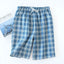 Men's Cotton Gauze Trousers Plaid Knitted Sleep Pants Woman Pajamas Pants Bottoms Sleepwear Short for Couples Pijama Hombre - Slobuy