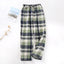 Men's Cotton Gauze Trousers Plaid Knitted Sleep Pants Woman Pajamas Pants Bottoms Sleepwear Short for Couples Pijama Hombre - Slobuy