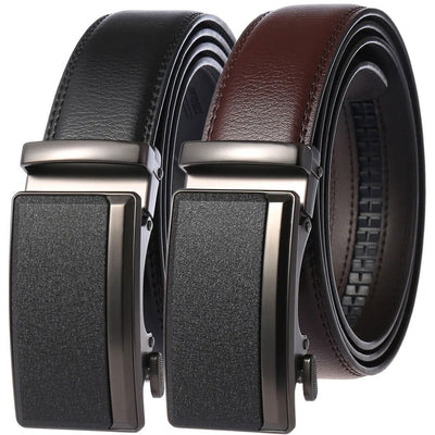 Men's Leather Belts Fashion Automatic Buckle Cowskin Male Belts Luxury Designer Black Brown 3.5cm - Slobuy