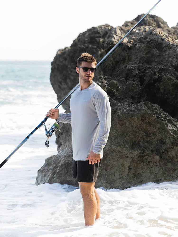 Men's Long Sleeve UPF 50+ Rash Guards Diving UV Protection Lightweight T-Shirt Loose Fit Swimming Quick Drying Surfing T-Shirt - Slobuy