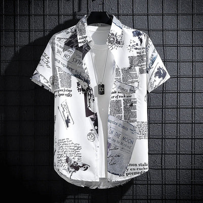 Men's Printed Shirt Seaside Vacation Casual Top Large Size Oversized Beach Clothing - Slobuy