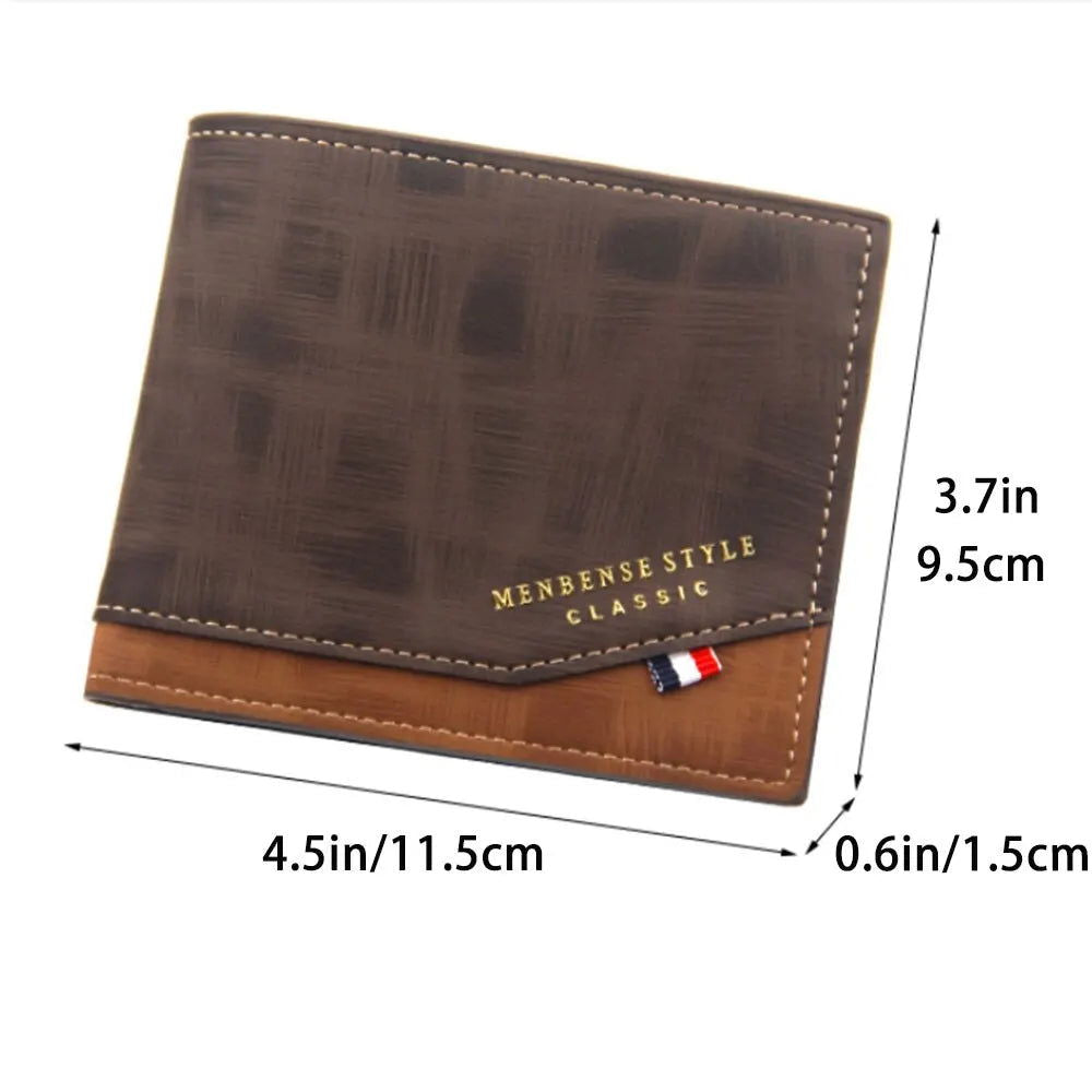 Men's Short Frosted Large Capacity Leather Wallet,Multi-Slot Coin Pocket Photo Holder Small Men's Wallet,Vintage Wallet for Male - Slobuy