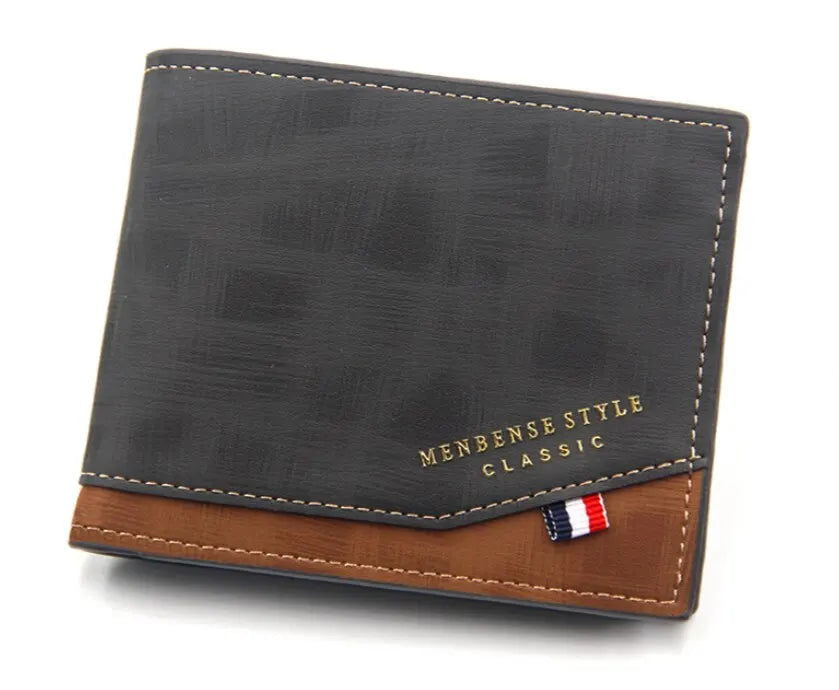 Men's Short Frosted Large Capacity Leather Wallet,Multi-Slot Coin Pocket Photo Holder Small Men's Wallet,Vintage Wallet for Male - Slobuy