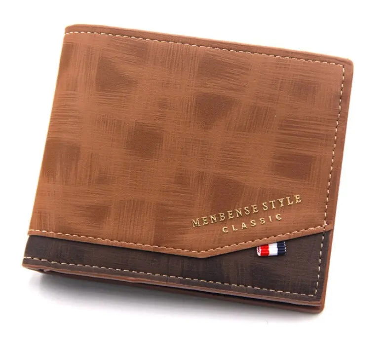 Men's Short Frosted Large Capacity Leather Wallet,Multi-Slot Coin Pocket Photo Holder Small Men's Wallet,Vintage Wallet for Male - Slobuy