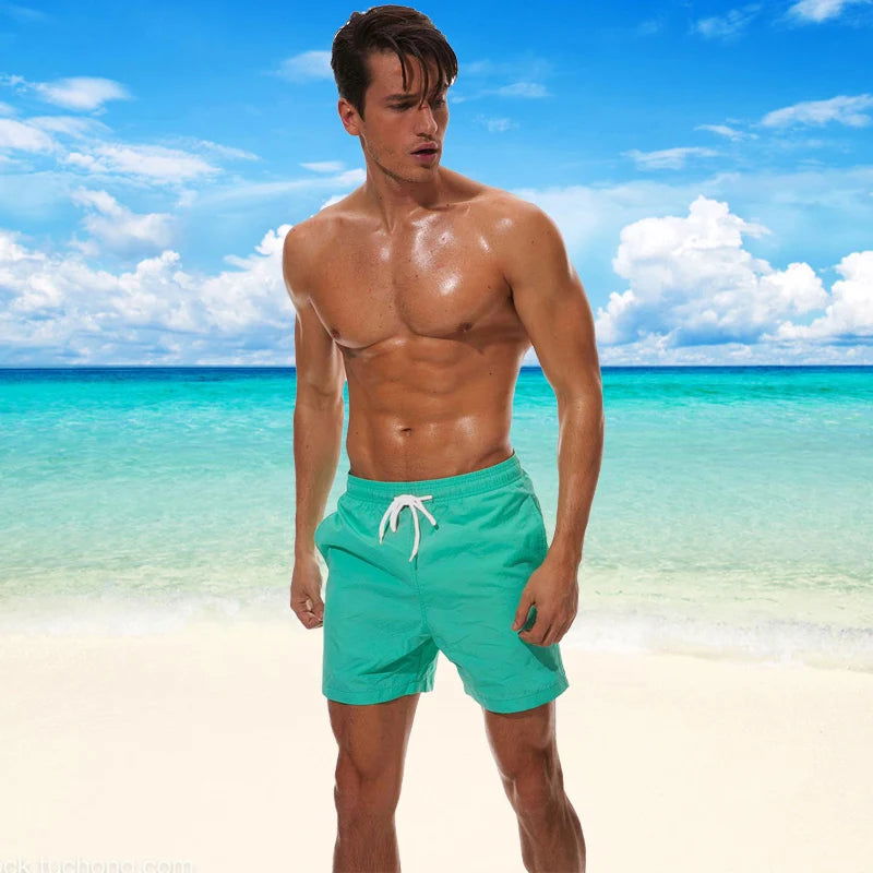 Men's Swim Trunks Summer Swimming Board Shorts Quick Dry Beach Shorts with Side Pockets and Mesh Lining Swimwear Bathing Suit - Slobuy